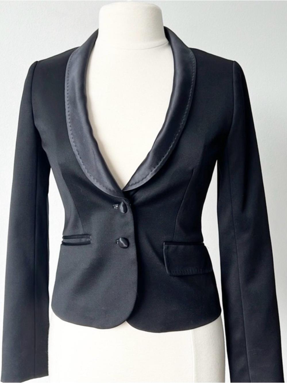 J. Crew Collection Black Wool Blazer Satin Trim 4